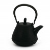 Schwarz emaillierte japanische Teekanne aus Gusseisen, ROJI DOME ARARE, 0.4lt