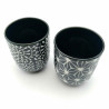 2 Traditional Japanese tea cups, KARAKUSA ASANOHA, black