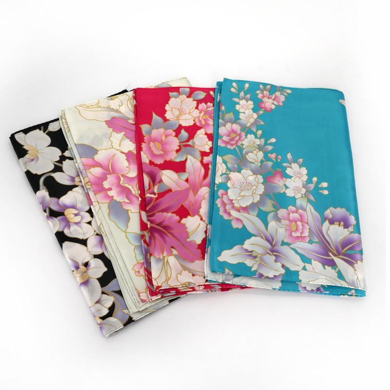 Sciarpa di seta giapponese con motivo orchidea, RAN, colore a scelta