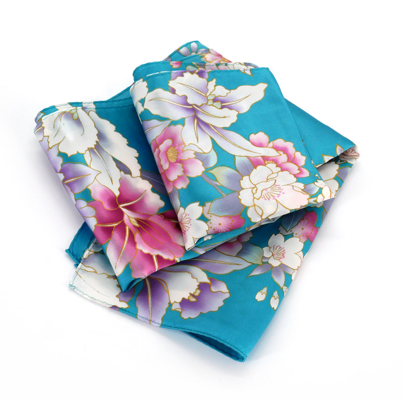 Japanese silk scarf with orchid pattern, RAN, color of your choice