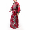 Kimono rojo tradicional japonés para mujer con peonía y flor de cerezo