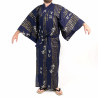 Kimono tradizionale giapponese in cotone blu yukata generale hideyoshi kanji per uomo