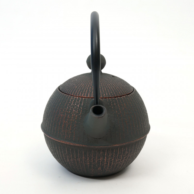 Tetera redonda de hierro fundido de Japón, OIHARU TEMARI 0,5lt, cobre negro