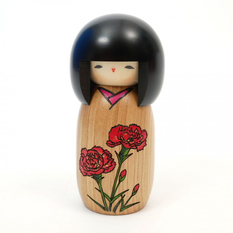 Japanese kokeshi doll carnation flower stories, HANA MONOGATARI KANESHON