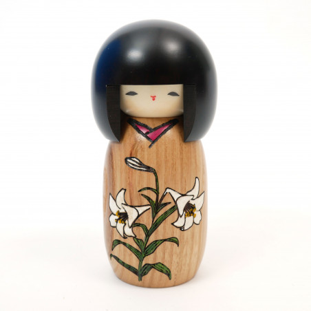 Japanese kokeshi doll stories of lily flowers, HANA MONOGATARI YURI