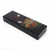 Caja japonesa de resina negra con estampado de flores y mariposas, MIYABINO
