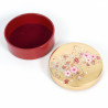 Boîte à bijoux japonaise rouge et or en résine motif rivière de fleurs de cerisier, SAKURAGAWA