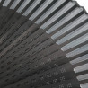 Japanischer schwarzer Seidenfächer mit Kunststoff verziert mit einem Karomuster, ICHIMATSU, 22cm