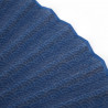 Ventaglio giapponese blu in cotone poliestere e bambù con motivo a onde, SEIGAIHA, 22cm