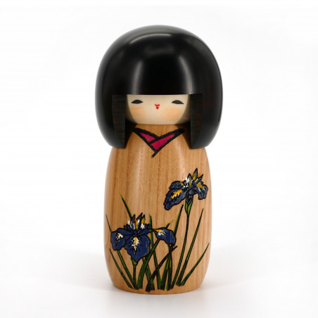 Storie di bambole kokeshi giapponesi di fiori di iris, HANA MONOGATARI AYAME