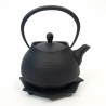 Japanese black cast iron teapot from Japan, ITCHU-DO HAKEME + trivet