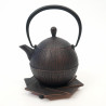 Japanese copper-colored cast iron teapot from Japan, ITCHU-DO KOTO + trivet