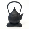 Japanese black cast iron teapot from Japan, ITCHU-DO, TSUBOMI + trivet
