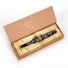 Japanese black ballpoint pen in box with Mont Fuji motif and cherry blossoms, SAKURAFUJI, 133mm