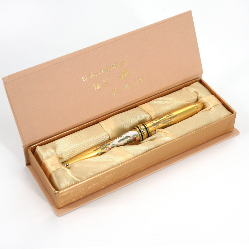 Bolígrafo dorado en una caja, SHIROFUJI, Mont Fuji