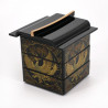 Japanische Phönix-Aufbewahrungsbox aus schwarzem Harz in Wagenform, HOOH, 18x11x8.6cm