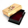 Japanese golden resin storage box with cherry blossom and maple leaves pattern, HANAICHIMONME, 11.5x7.5x3.6cm