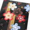 Scatola portaoggetti giapponese in resina nera con motivo a fiori di ciliegio, NOSHISAKURA, 11x7.5x3cm