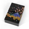 Scatola portaoggetti giapponese in resina nera con motivo a ventaglio in resina Monte Fuji e ciliegia, SENMENFUJI, 11x7.5x3cm