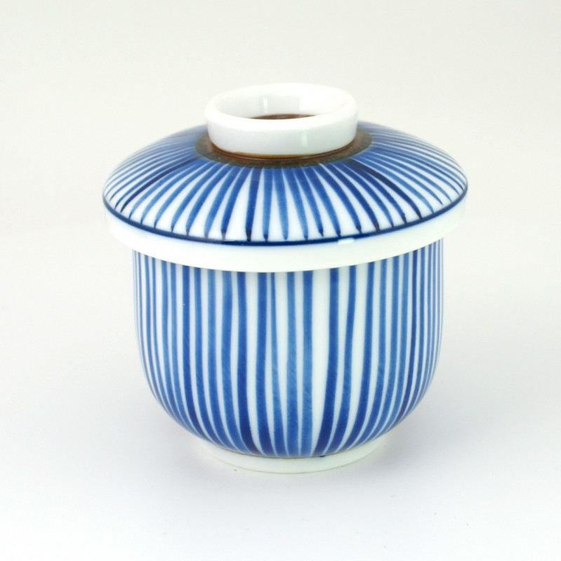 tasse bleu blanc à thé avec couvercle en céramique 1062573