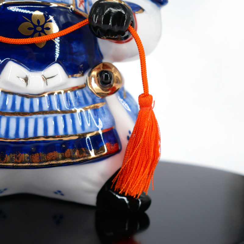 Japanese warrior ornament with ceramic Kabuto, SHUSSETAISHO, 15.5 cm