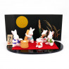 Scene of 5 white rabbits dancing under the full moon, MOTCHITSUKI, 5 cm