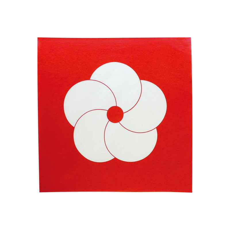 Japanese furoshiki in red cotton with plum flower pattern, HARE TSUTSUMI, 70 x 70 cm