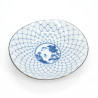 set de 5 assiettes rondes japonaises, AIE KAWARI, bleu et blanc
