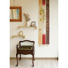 Feiner japanischer Wandteppich aus braunem Hanf handbemalt mit Herbstblumenmuster, AKI NO HANA, 10x170cm