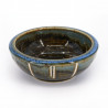 Piatto in ceramica giapponese, marrone e blu, KURI