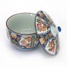 Tazza da tè giapponese con coperchio Chawanmushi, blu rossa KOIMARI fiori