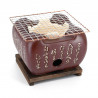 Japanese terracotta squared grill 14cm, HIDA KONRO, brown