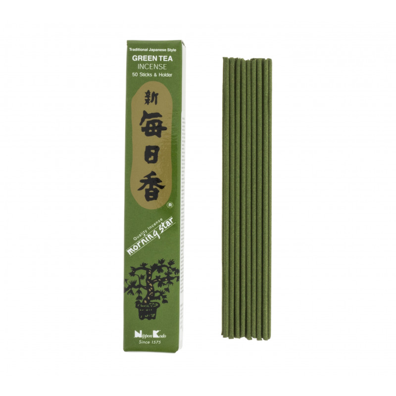 Caja de 50 varitas de incienso japonés, MORNINGSTAR, té verde