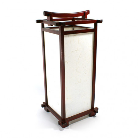 Lampe japonaise rouge bois et papier L216C