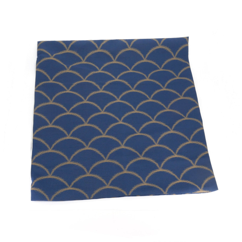Fodera per cuscino Zabuton blu con motivo a onde giapponesi, ZABUTON SEIGAIHA, 58x62 cm
