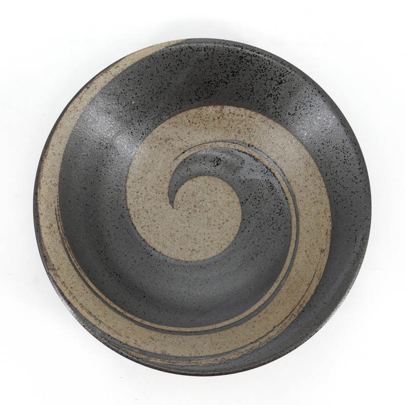 Japanese ceramic ramen bowl, NARUTO, brown swirl