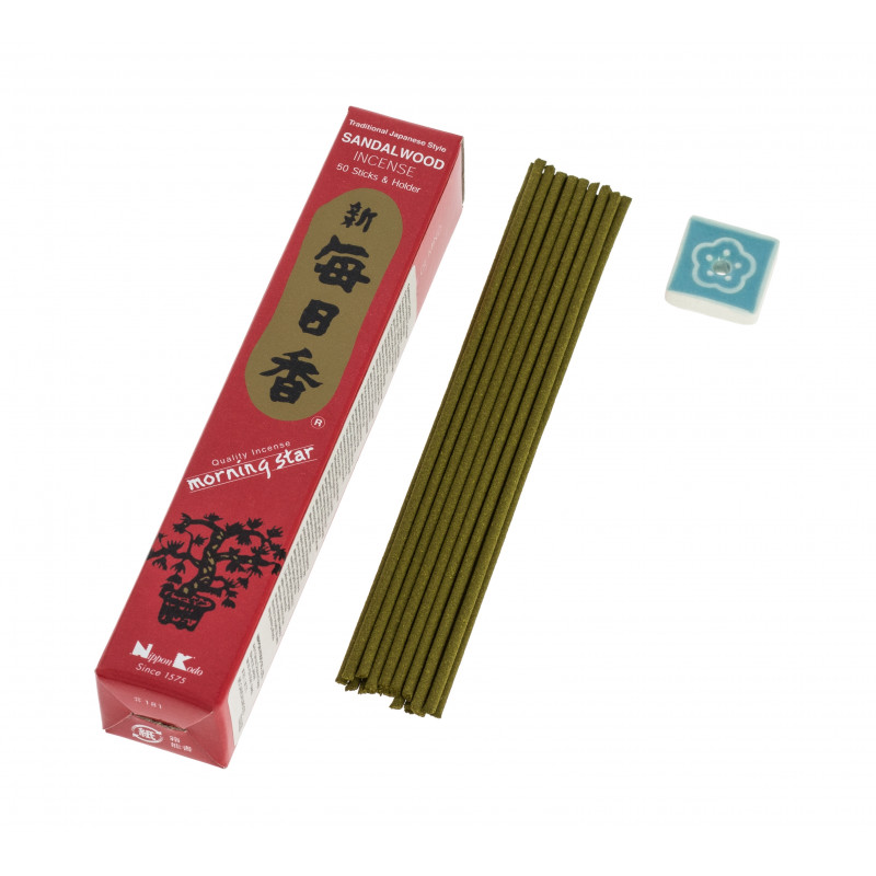 Caja de 50 varitas de incienso japonés, MORAND STAR SANDALWOOD, aroma de sándalo