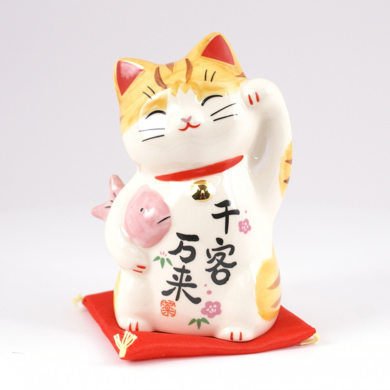 Chat Manekineko Porte Bonheur Japonais Senkyakubanrai Patte Gauche