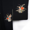 Haori negro vintage japonés, diseño de flores silvestres, YASEI NO HANA