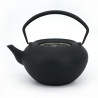 Japanese prestige cast iron round teapot with ceramic lid, CHÛSHIN KÔBÔ HIRATSUBO, Clouds