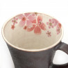 Dúo de tazas japonesas de terracota, motivos de sakura azul y rosa, AO TO PINKU