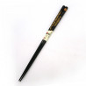 Pair of Japanese chopsticks in black natural wood with golden or silver dragon pattern, WAKASA NURI SEIRYU, 24 cm
