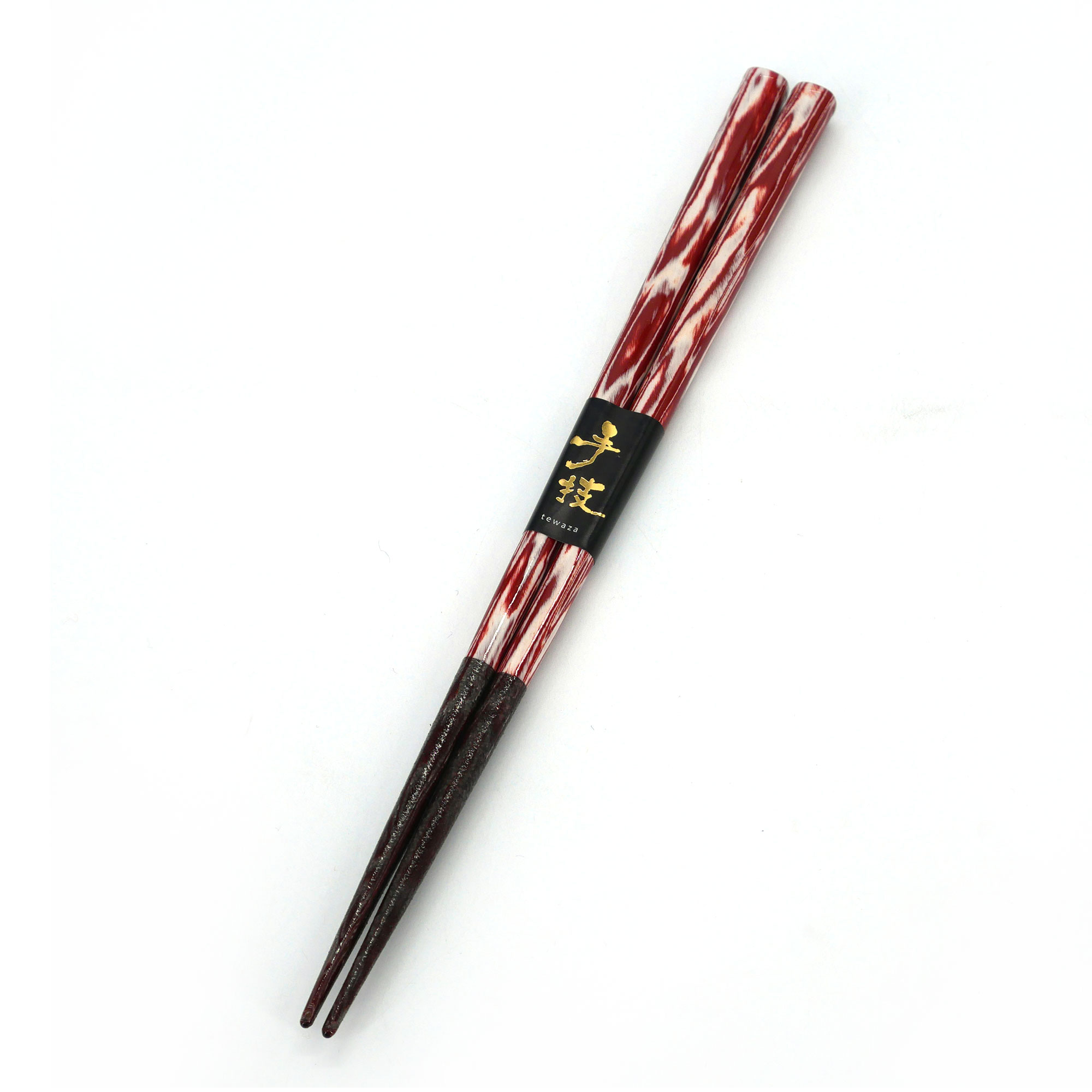 Pair of Japanese chopsticks in red or blue natural wood, WAKASA NURI  DAIYANA, 21 or 23 cm
