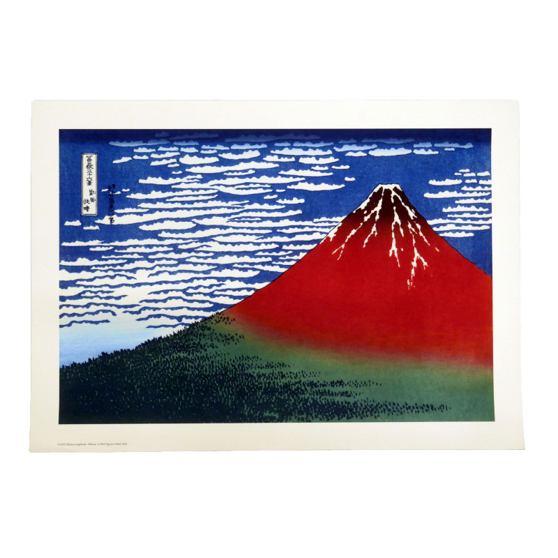 Póster japonés, Monte Fuji en un día despejado, HOKUSAI, 50x70cm