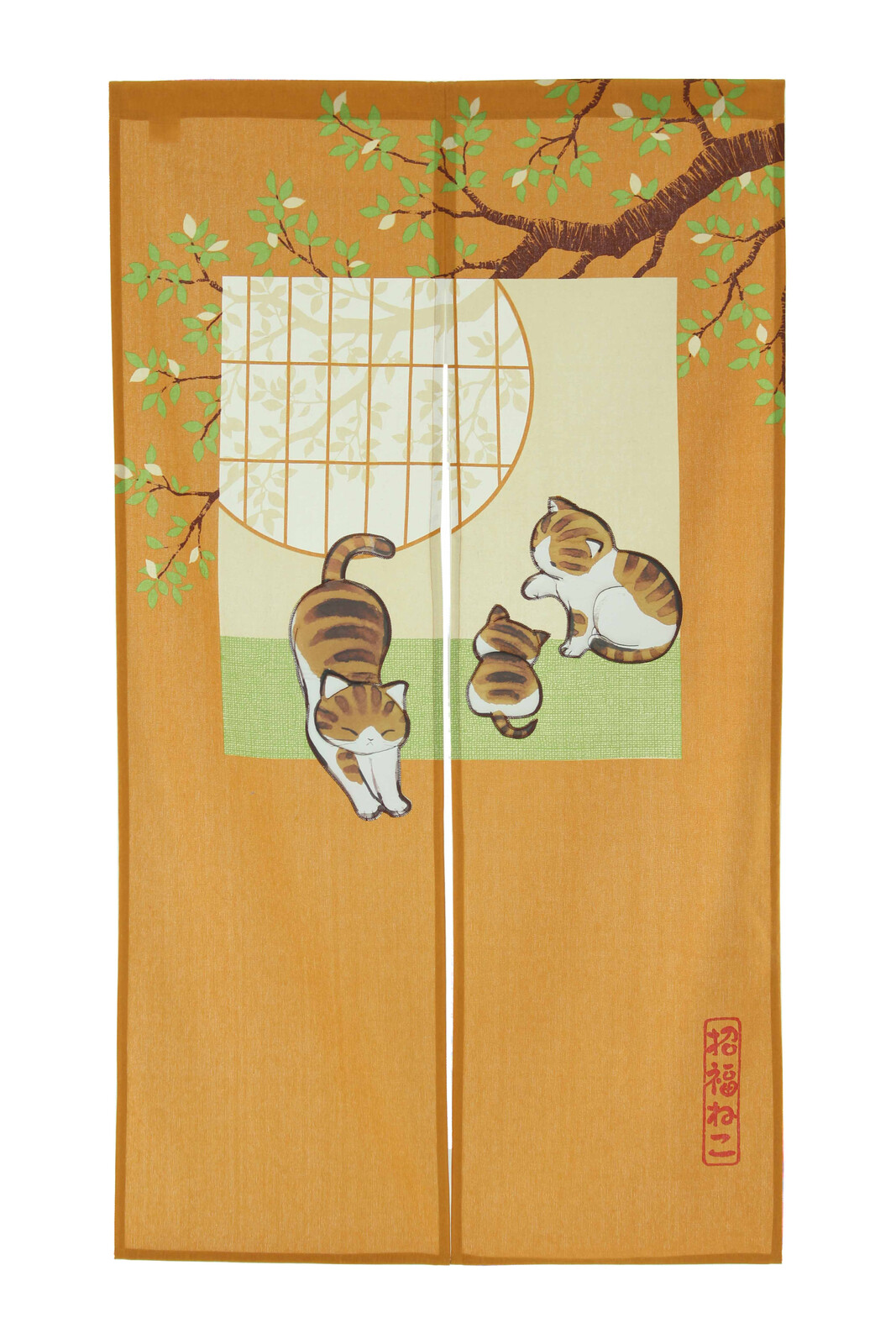 Rideau Noren Japonais Chats Roux 85 X 150 Cm Shoga Neko