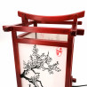 Lampe de table  japonaise rouge, cerisier en fleurs, NARA