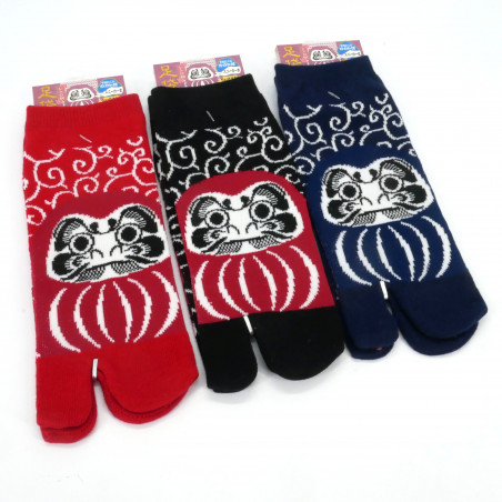 Calcetines tabi japoneses de algodón, estampado Daruma, color a elegir, 25-28 cm