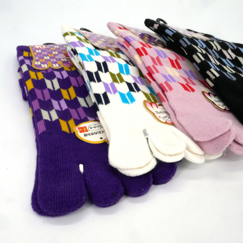 Japanische Fünf-Finger-Tabi-Baumwollsocken YAGASURI-Muster, Farbe nach Wahl, 22 - 25cm