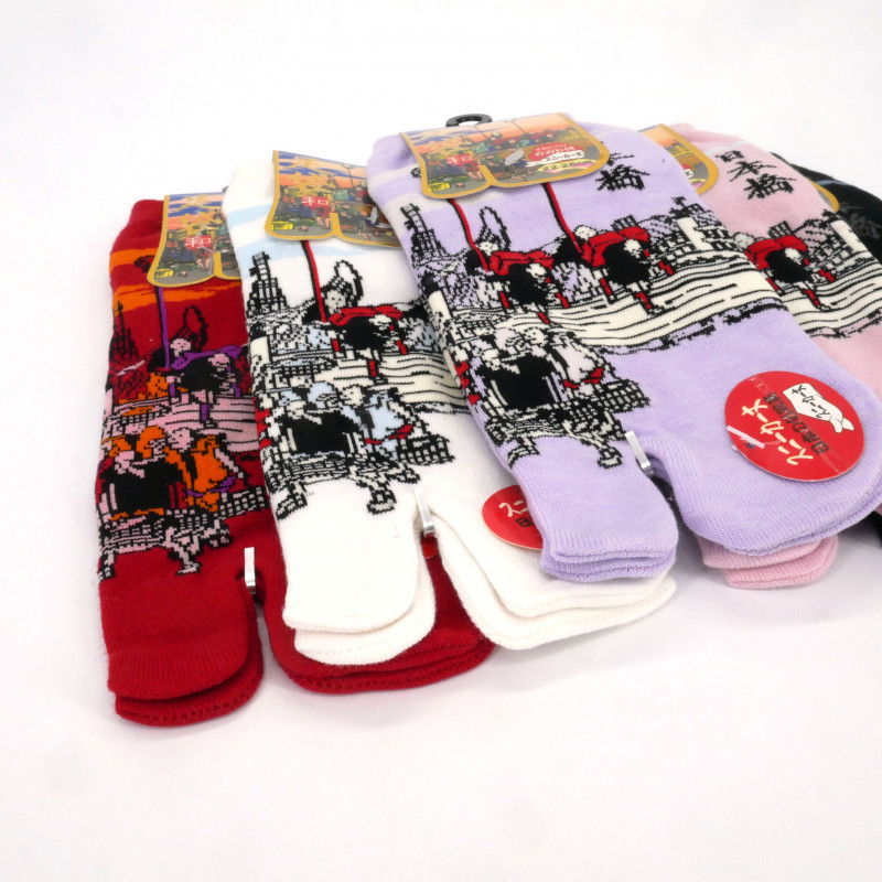 Japanische Tabi-Socken aus Baumwolle mit Alltagsmuster, SEIKATSU, Farbe nach Wahl, 22 - 25 cm