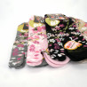 Calzini tabi in cotone giapponese con motivo floreale e coniglio, KYANDI, colore a scelta, 22 - 25 cm